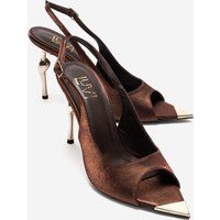 Skulpturale Satin-Slingback-Stiletto-Pumps
