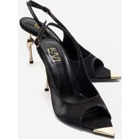 Satin-Slingbacks mit skulpturalem Absatz