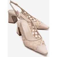 Spitze Mesh-Slingbacks mit Blockabsatz