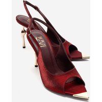 Slingbacks mit skulpturalem Absatz und Peep-Toe