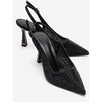 Funkelnde Slingback-Stiletto-Pumps aus Mesh