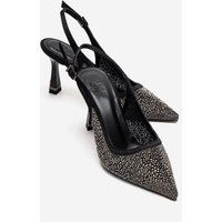 Funkelnde Mesh-Slingback-Pumps mit Strass
