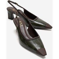 Minimalistische Slingback-Pumps mit Kroko-Prägung
