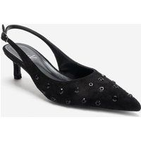 Verzierte Slingback-Pumps aus Wildleder