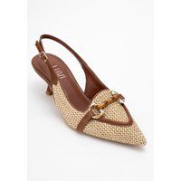 Geflochtene Slingpumps mit Bambus-Detail