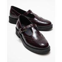 T-Steg Lederschuhe mit Brogue-Muster