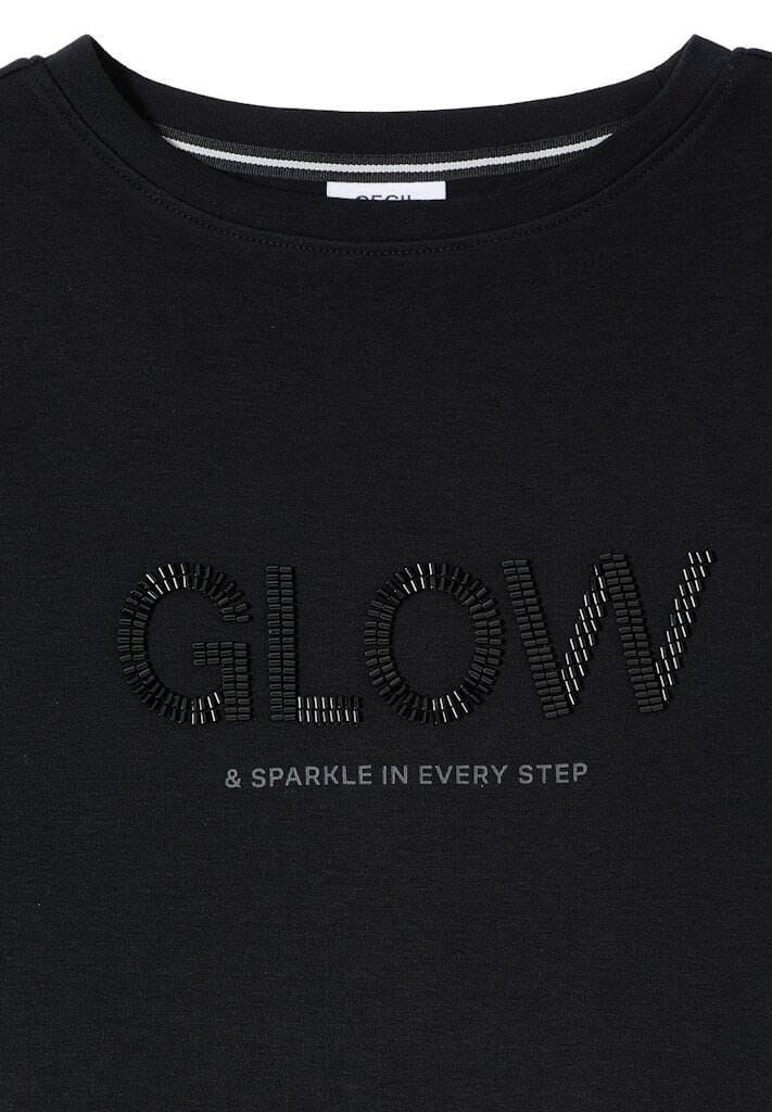 Verziertes Grafik-Baumwollmischungs-Top