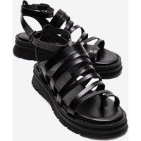 Leder-Plateausandalen mit Mehrfachriemen