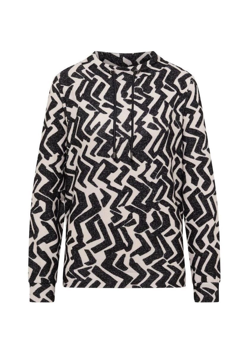 Pullover mit abstraktem Druck und Trichterkragen