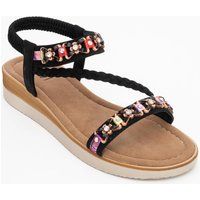 Verzierte geflochtene Keilsandalen