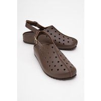 Perforierte Leder-Clogs mit Fersenriemen