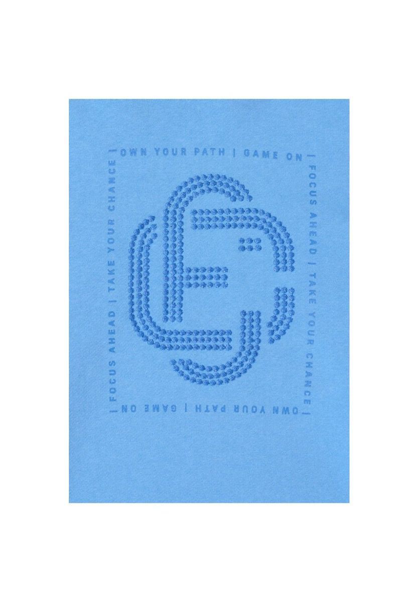 Hellblauer Baumwoll-Hoodie mit Strasssteinen