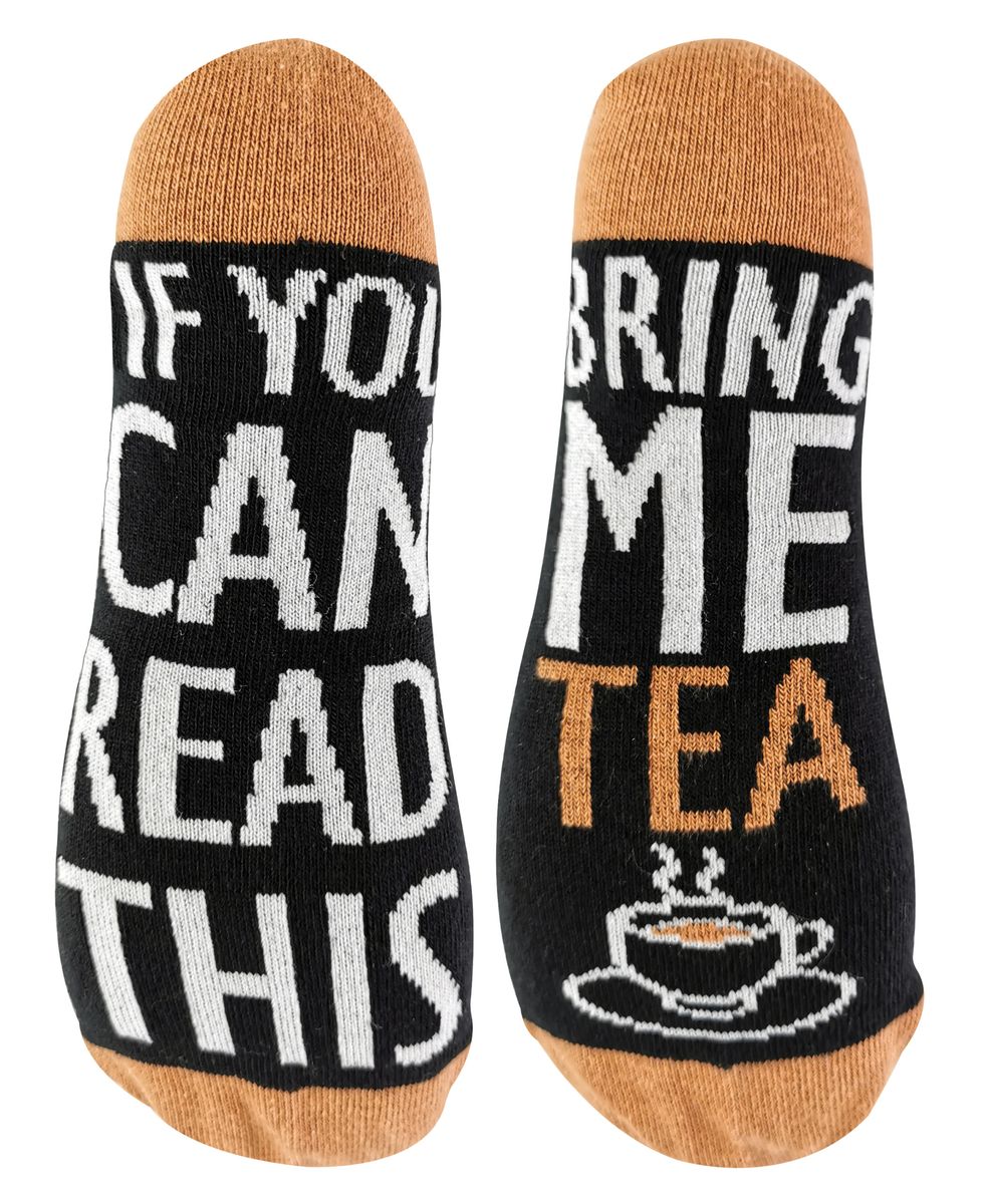 Slogan Socken mit Tee-Grafik