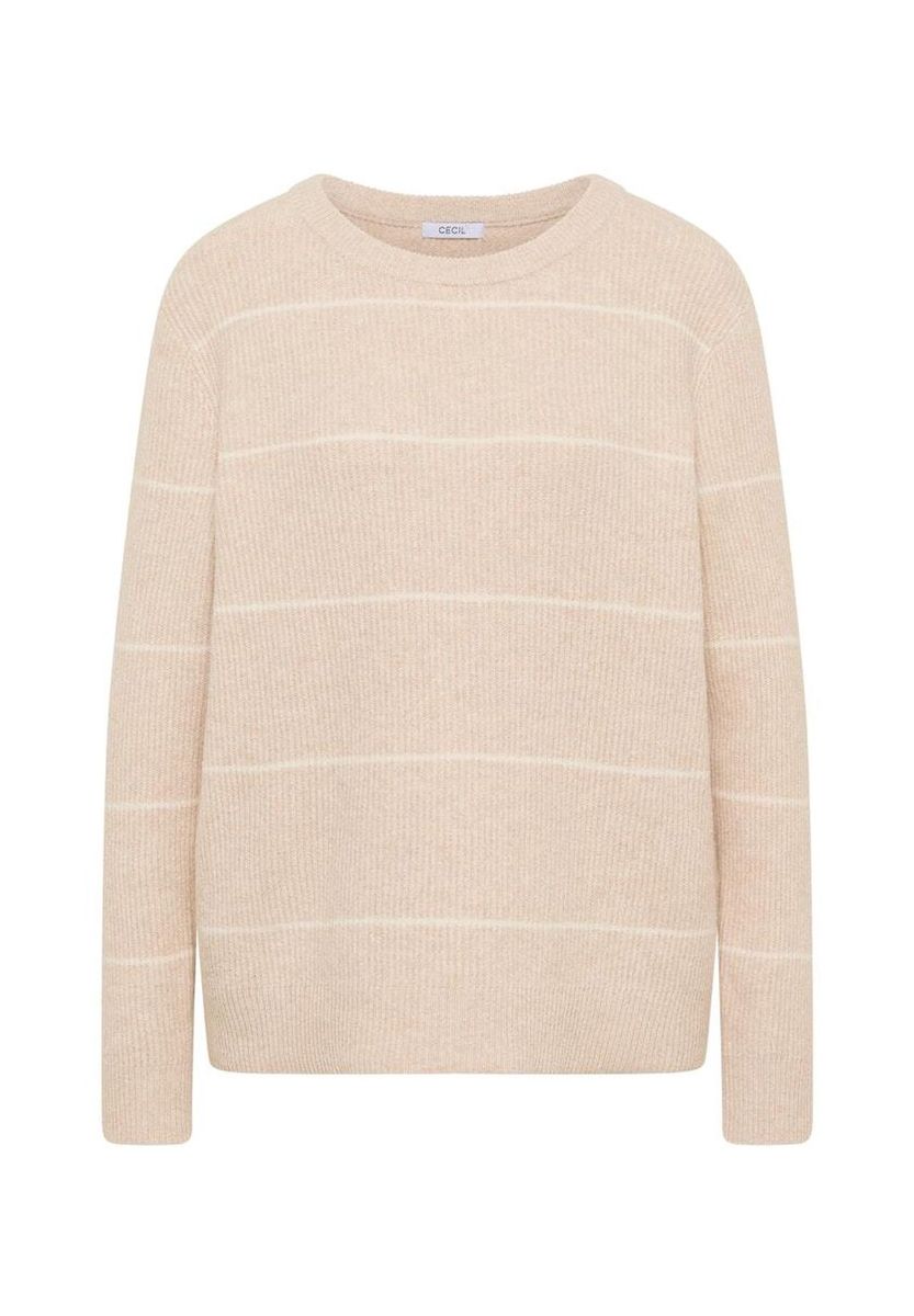 Gestreifter Strickpullover mit Rundhalsausschnitt