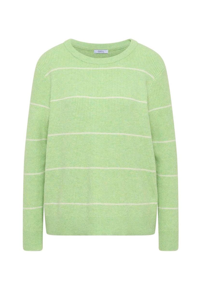 Gestreifter Strickpullover in Hellgrün