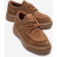 Minimalistische Plateau-Schnürschuhe aus Wildleder