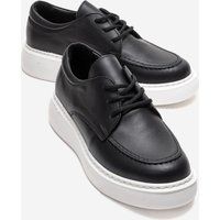 Leder-Plateau-Sneaker mit Mokassin-Naht