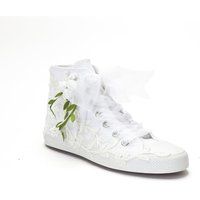 Braut-High-Top-Sneaker mit Blumenspitze