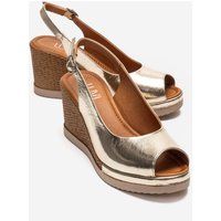 Metallische Keilsandalen mit Peep-Toe