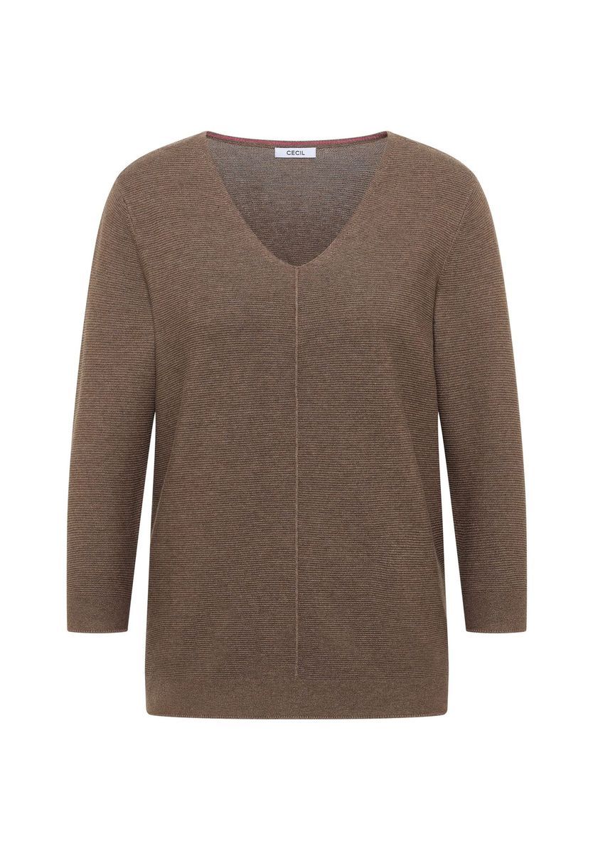 Strukturierter Strick V-Ausschnitt Pullover