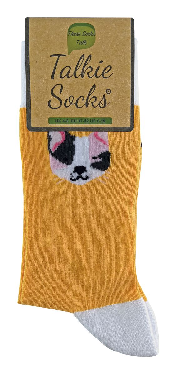 Motiv-Crew-Socken mit Katzenface