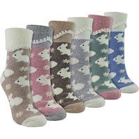 Gemütliche Wollbettsocken mit Tiermustern