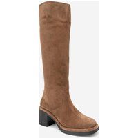 Kniehohe Wildlederstiefel mit Blockabsatz