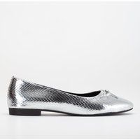 Klassische Ballerinas mit Schleife in Metallic-Optik