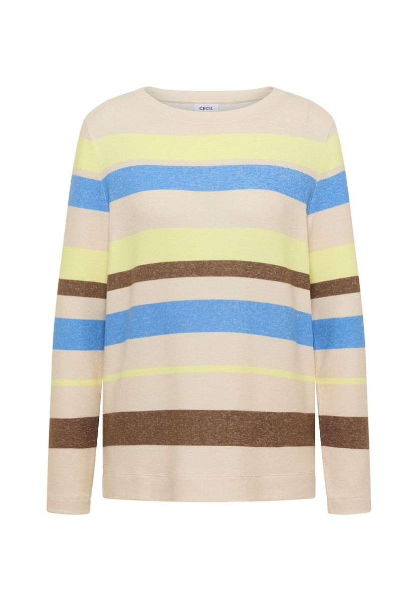 CECIL Sweatshirt Cosy, U-Boot-Ausschnitt, für Damen, beige|blau|braun, L