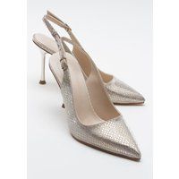 Slingback-Stiletto-Pumps mit Struktur
