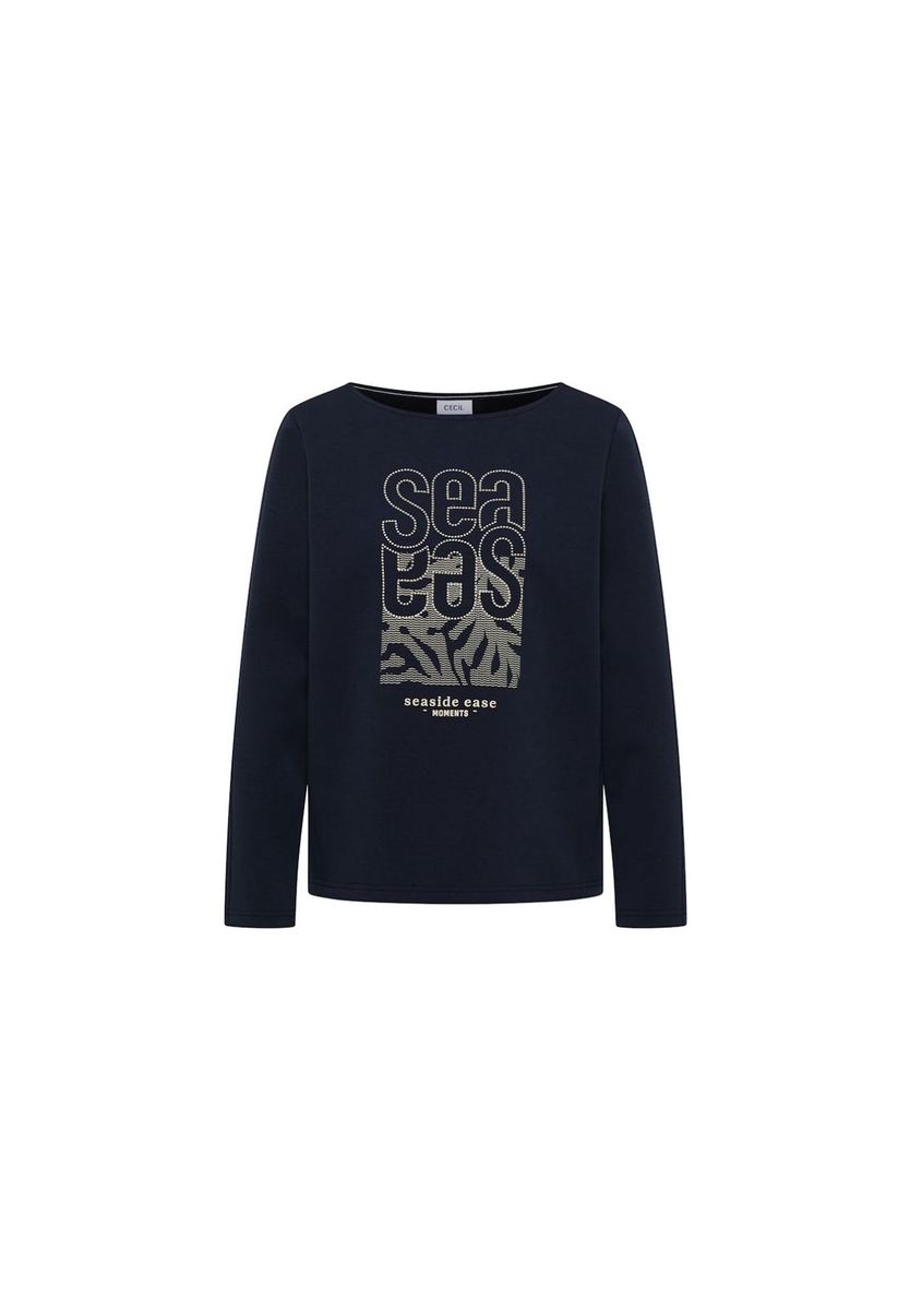 Marineblaues Langarmshirt mit Grafikprint