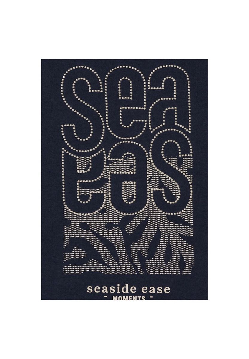 Marineblaues Langarmshirt mit Grafikprint