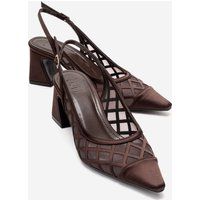 Elegante Mesh-Slingpumps mit Blockabsatz