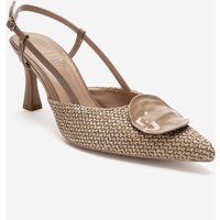 Geflochtene Slingback-Pumps mit spitzer Zehenpartie