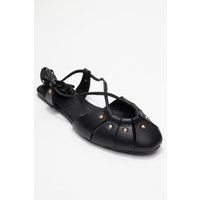 Besetzte Leder-Schnürsandalen mit Cut-outs