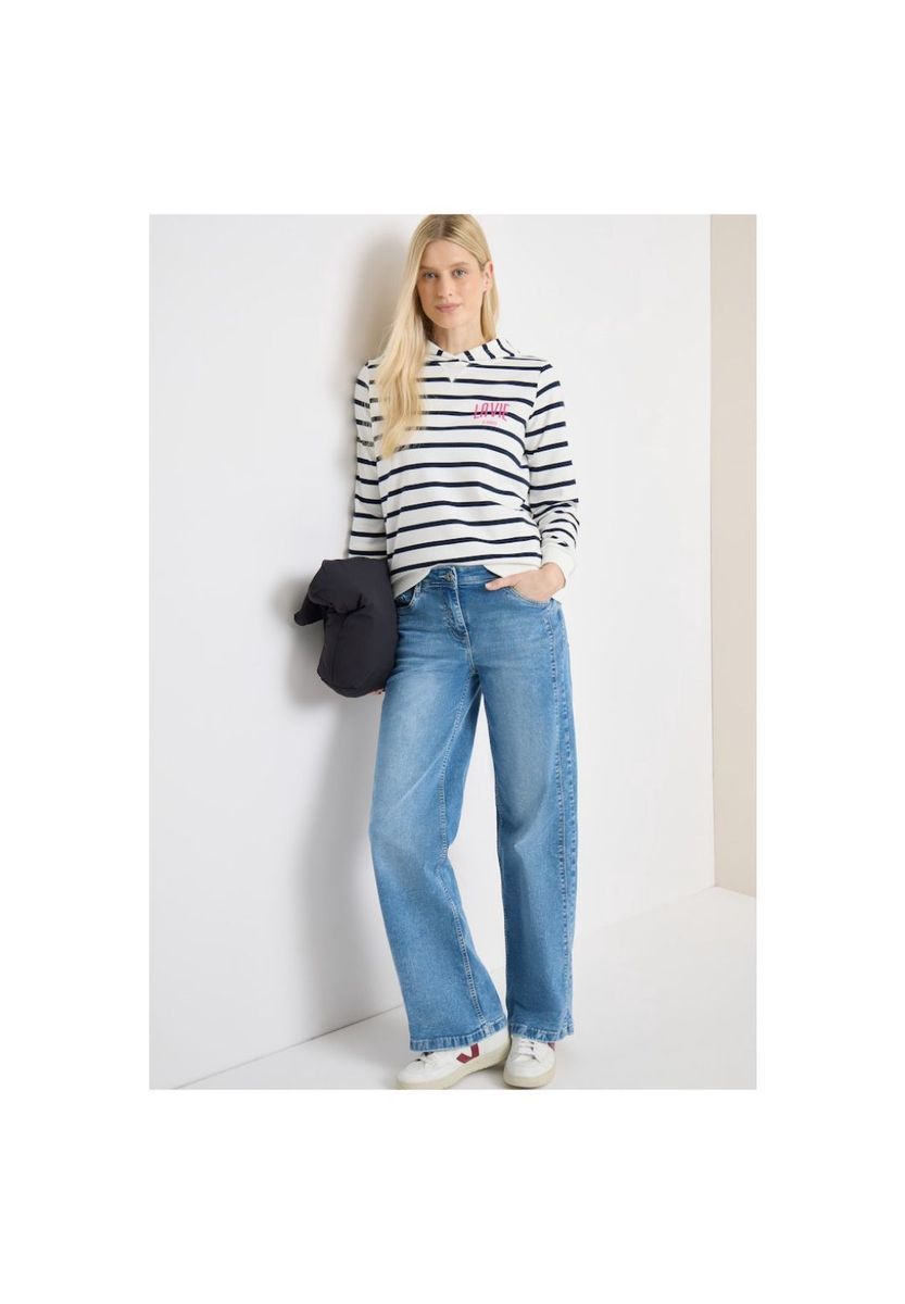 Gestreifter Baumwollmix-Hoodie mit Logo