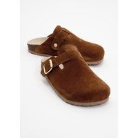 Klassische Wildleder-Clogs mit Schnalle