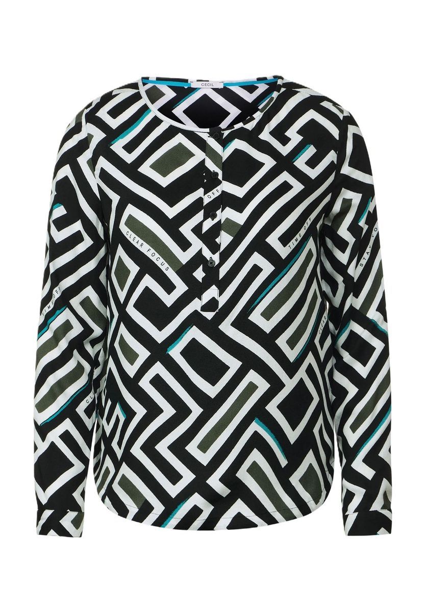 Langarmbluse mit geometrischem Muster