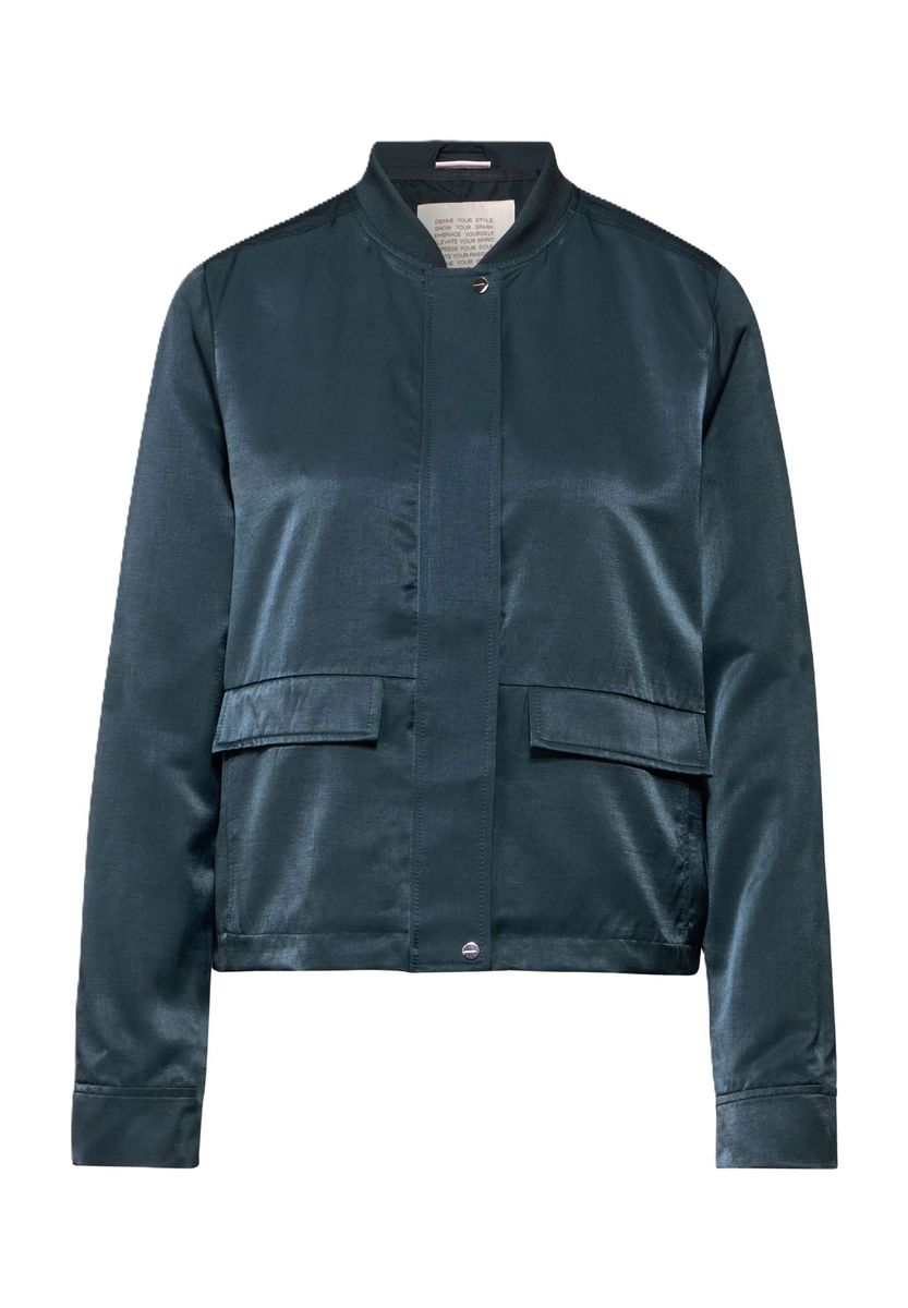 Satin-Blouson mit aufgesetzten Taschen