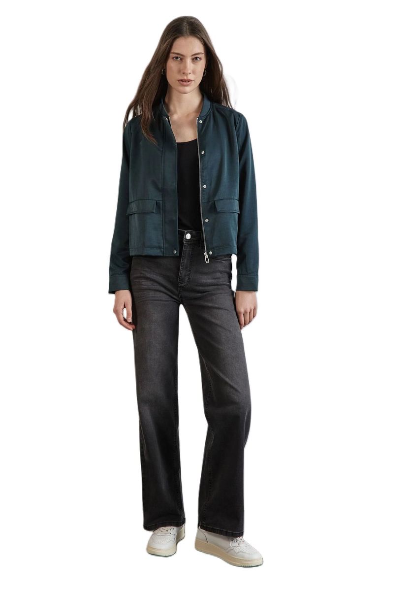 Satin-Blouson mit aufgesetzten Taschen