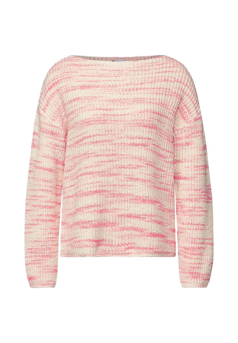 Gestreifter Strickpullover mit U-Boot-Ausschnitt