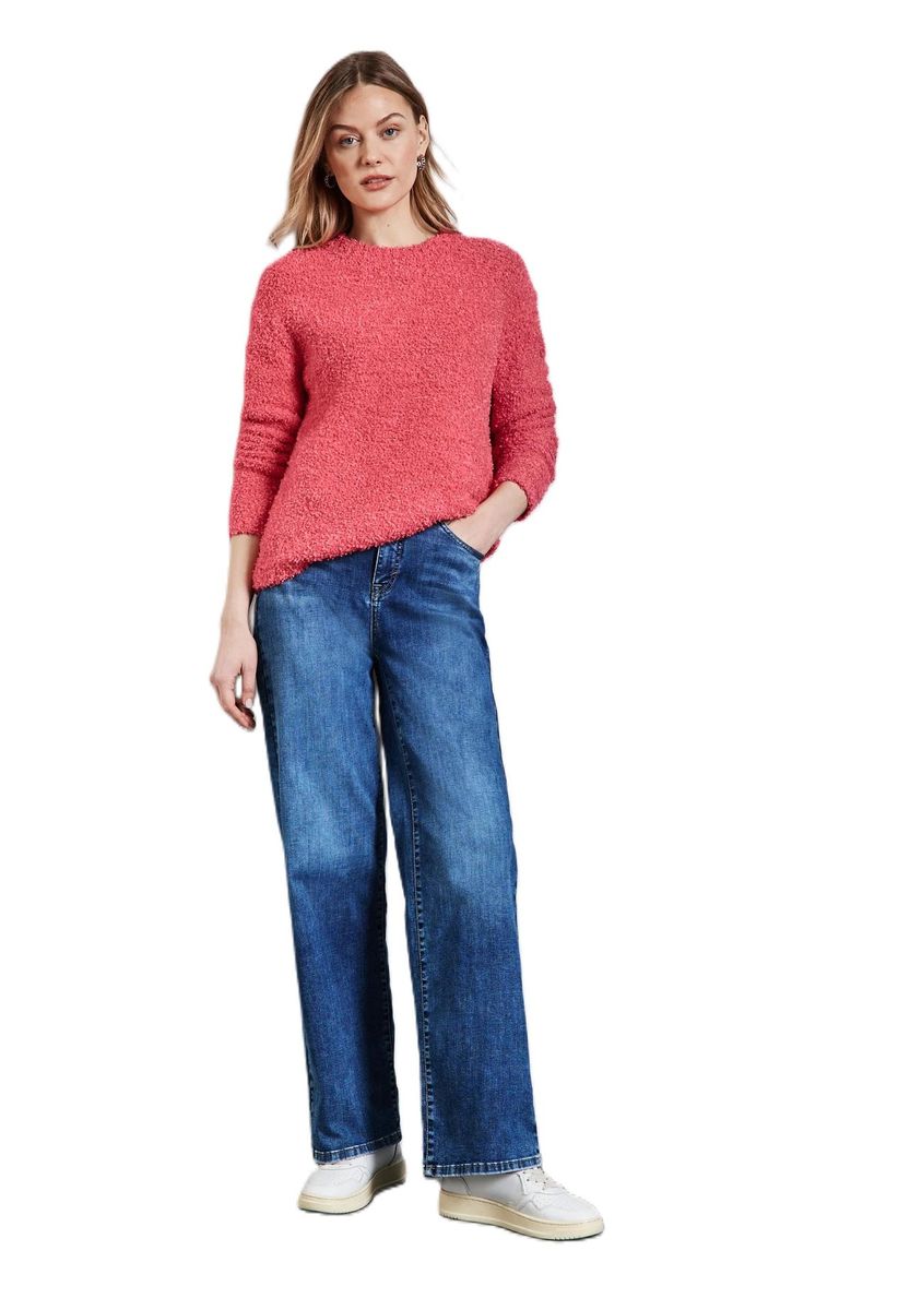 Texturierter Strickpullover mit Rundhalsausschnitt