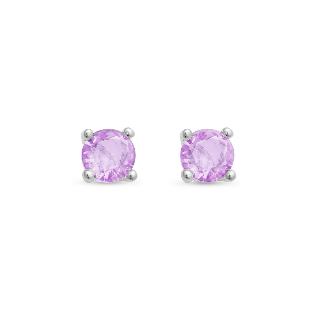 Runde Amethyst-Zirkonia-Ohrstecker