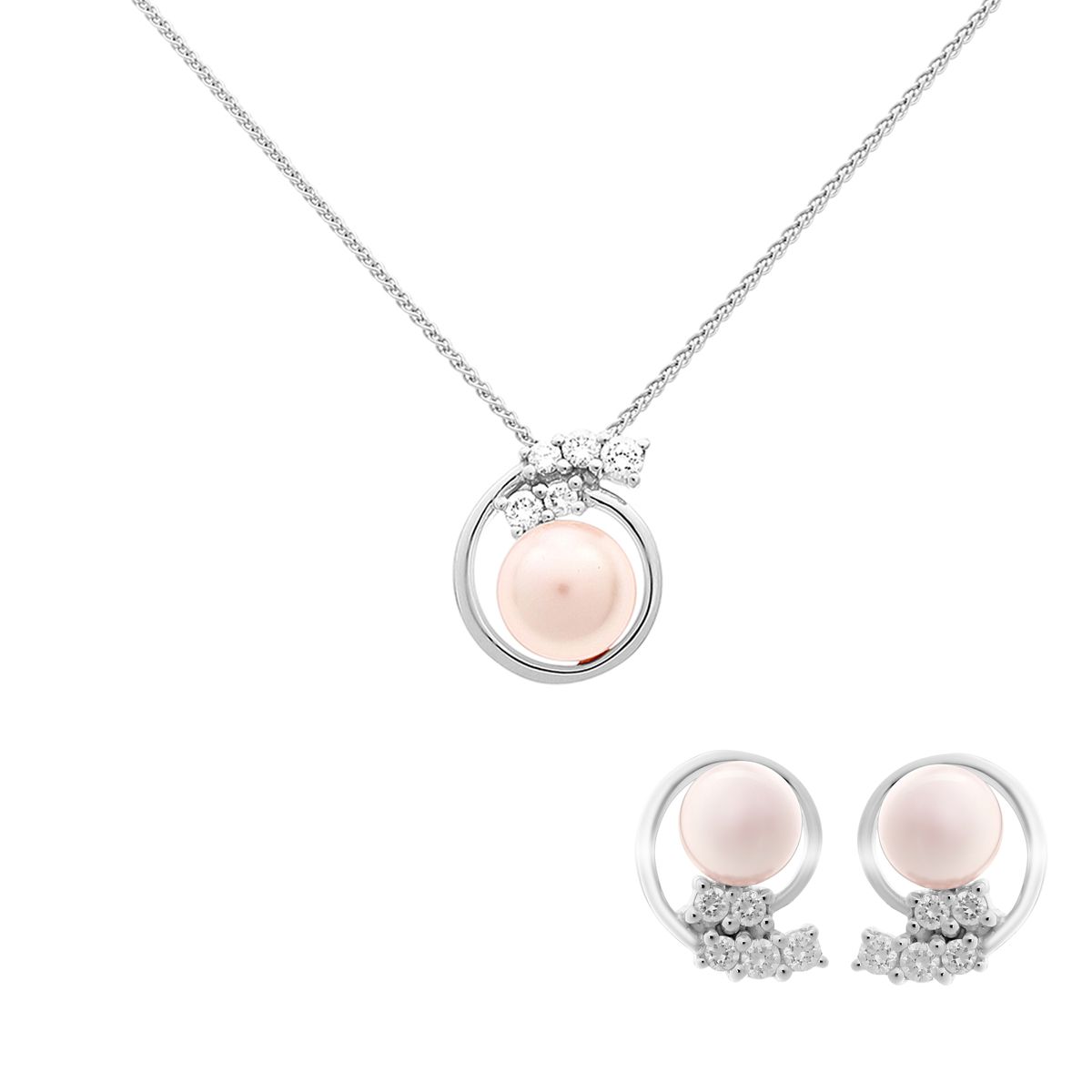 Elegantes Perlen und Zirkonia Set