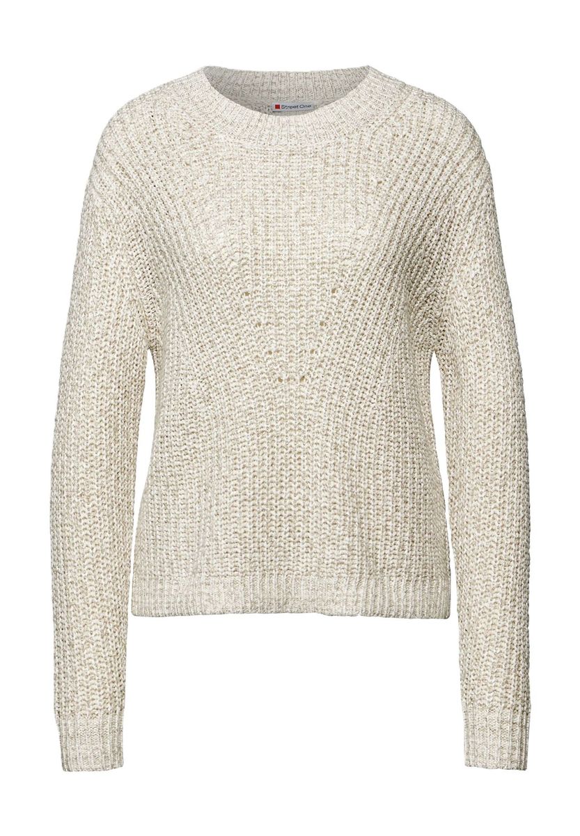 Texturierter Strickpullover mit Rundhalsausschnitt