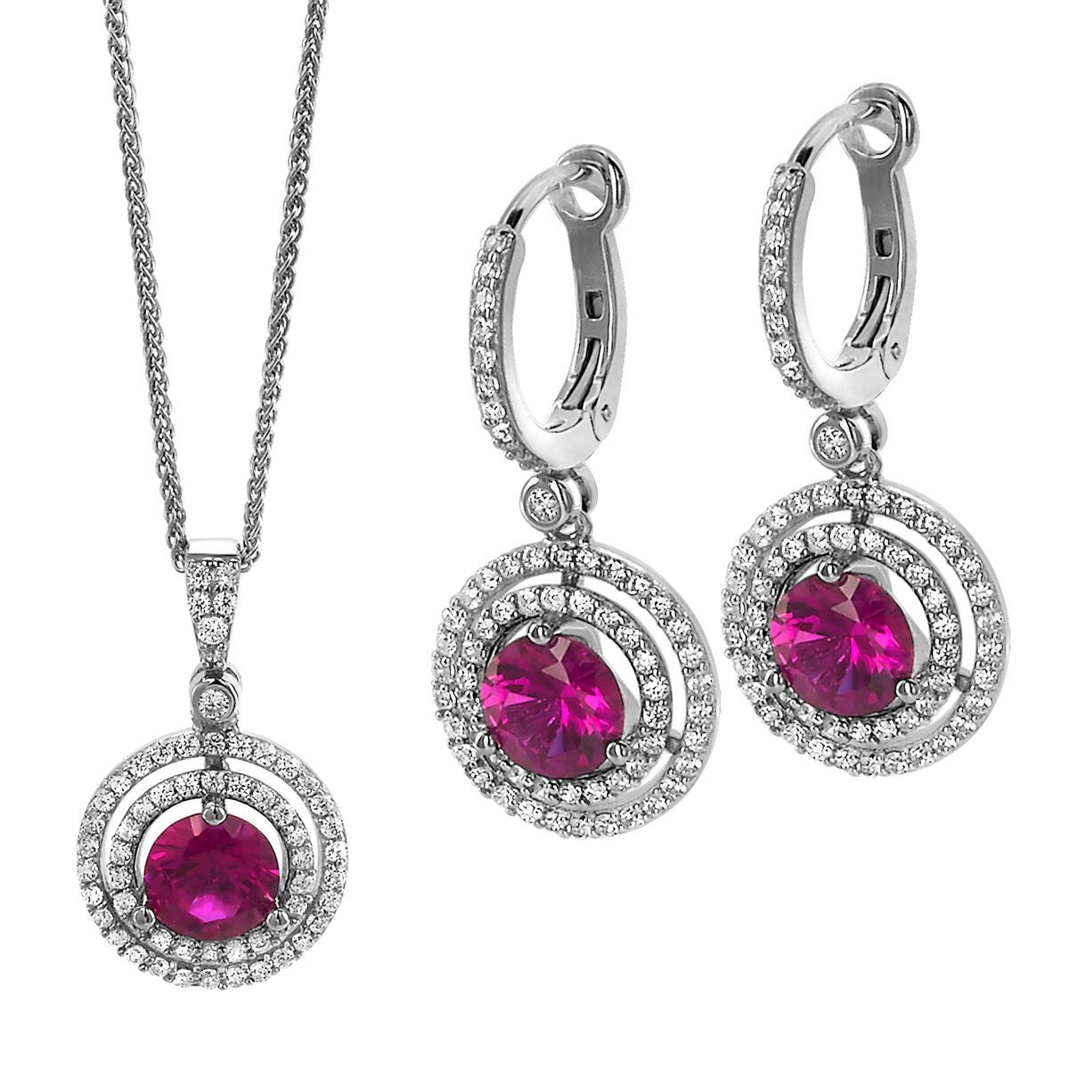 Schmuckset mit doppeltem Halo-Edelstein