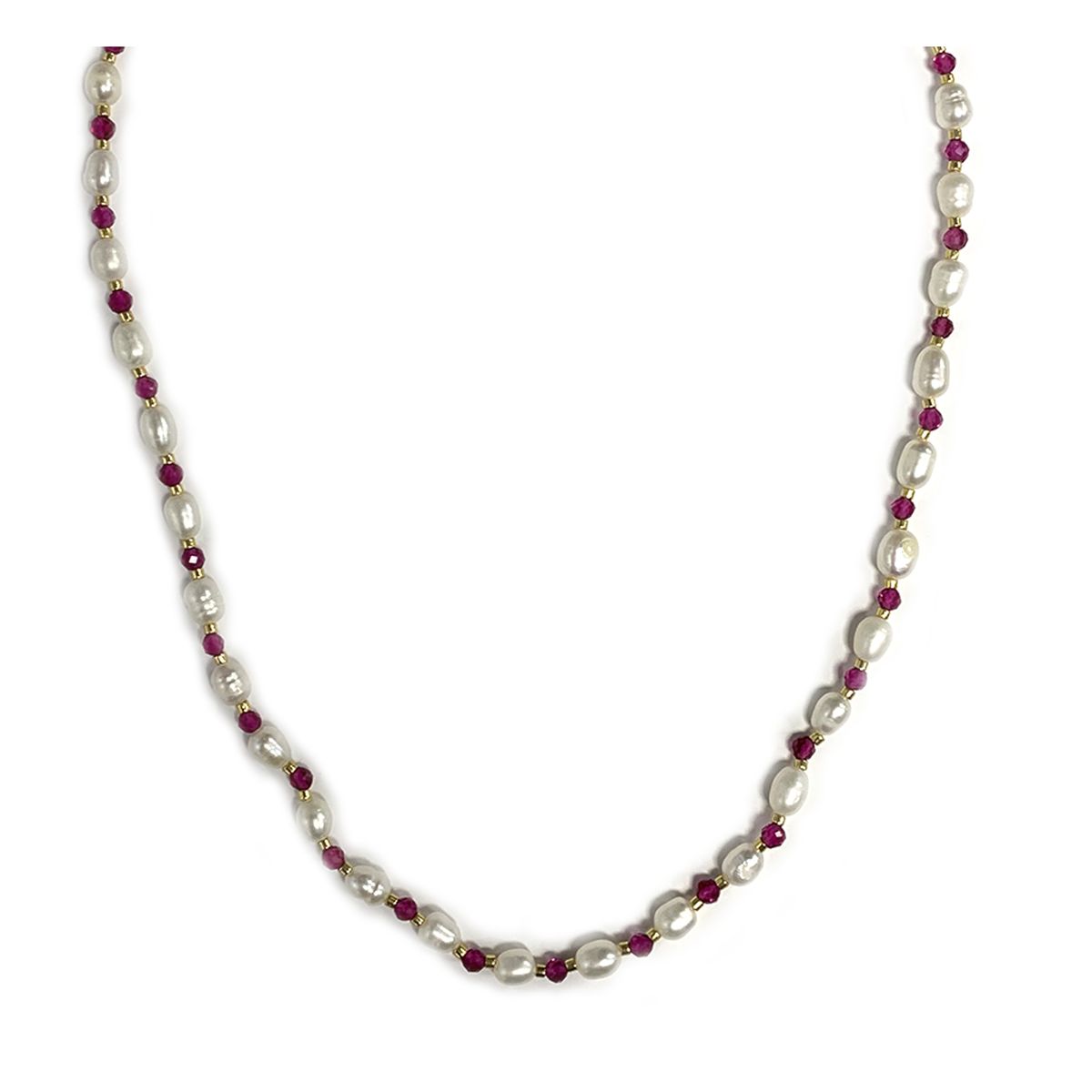 Elegante Perlenhalskette mit roten Glasperlen
