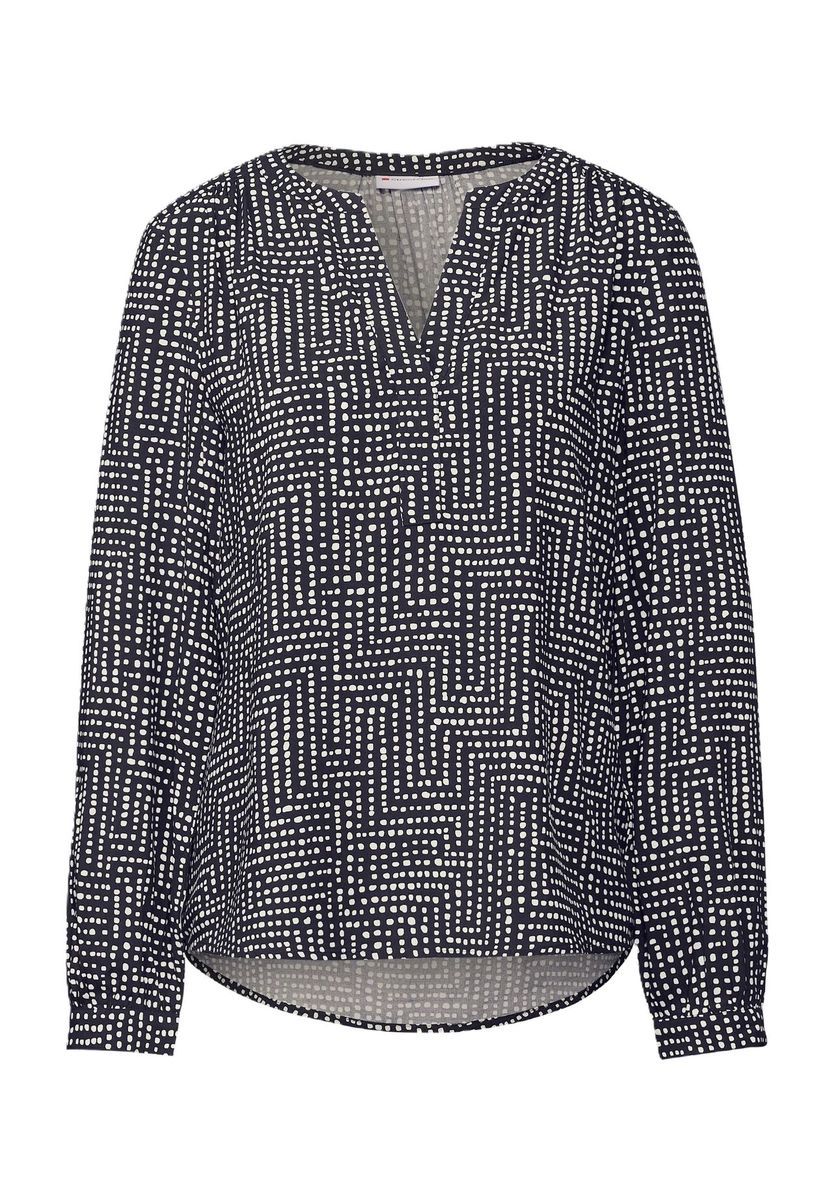 Bedruckte Langarm Bluse mit V-Ausschnitt