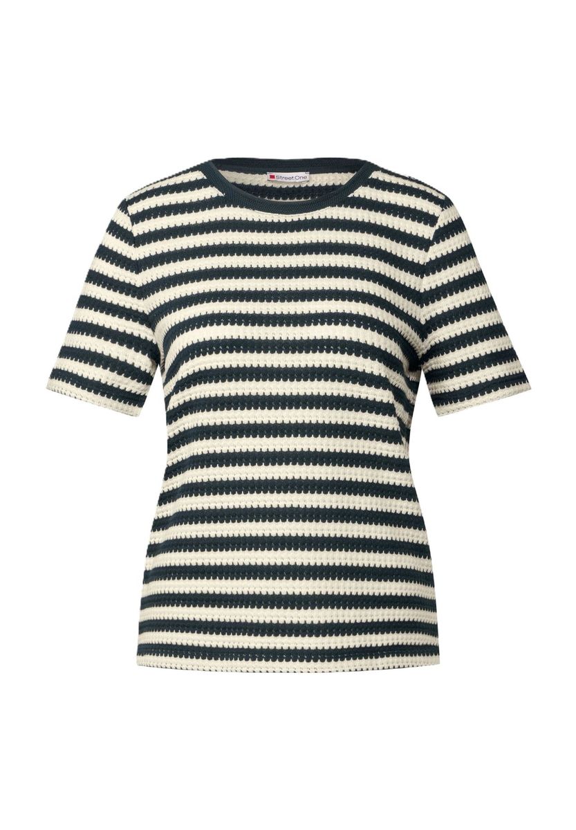 Gestreiftes Strick-T-Shirt aus Baumwollmischung