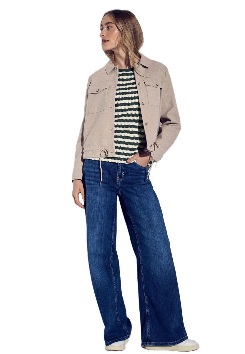 Gestreiftes Strick-T-Shirt aus Baumwollmischung